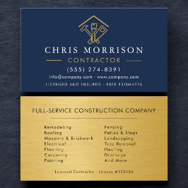 Industrial Navy Blue Gold Metal Home Improvement Visitekaartje