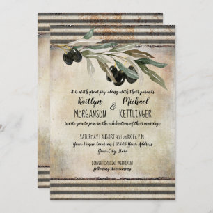Industrial Olive Leaf Wreath Waterverf Typografie Kaart