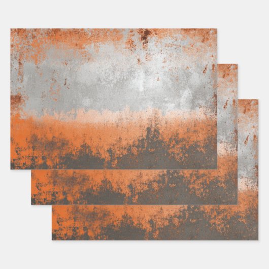 Industrial Orange and Silver Metallic Inpakpapier Vel (Set)