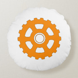 Industrial Orange Gear Cogwheel Rond Kussen