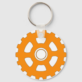 Industrial Orange Gear Cogwheel Sleutelhanger