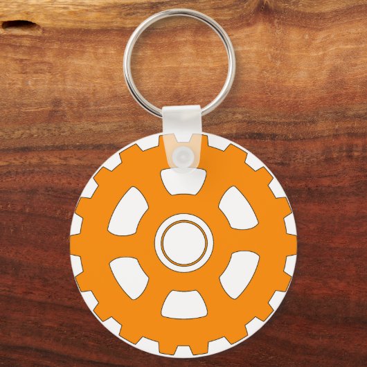 Industrial Orange Gear Cogwheel Sleutelhanger (Achterkant)