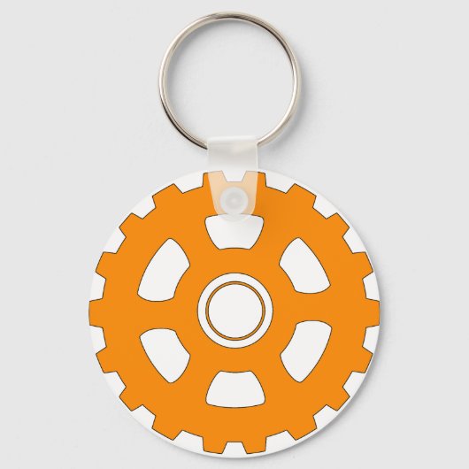Industrial Orange Gear Cogwheel Sleutelhanger (Achterkant)