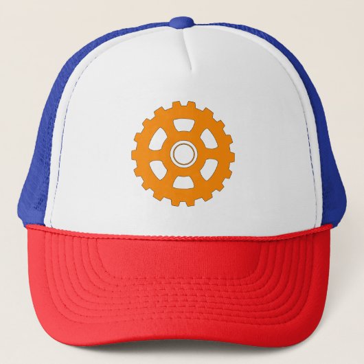 Industrial Orange Gear Cogwheel Trucker Pet (Voorkant)