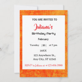 Industrial Orange Red Grungy Birthday Invitation Kaart