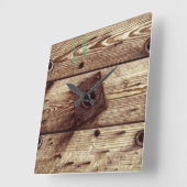 Industrial Rustic Wood Stripes Vierkante Klok (Hoek)