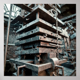 Industrial Sculpture: Layered Perspective of Clock Poster