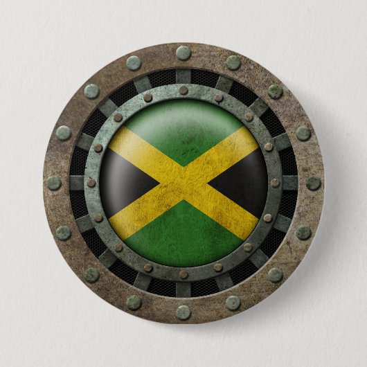 Industrial Steel Jamaican Flag Disk Graphic Ronde Button 7,6 Cm (Voorkant)