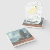 Industrie op Mars Kunstwerk Stenen Onderzetter (Zijkant)