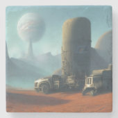 Industrie op Mars Kunstwerk Stenen Onderzetter (Voorkant)