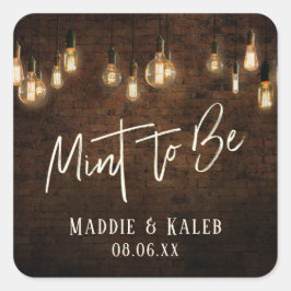 Industriebakstenen  Edison Lights Mint to be Vierkante Sticker