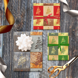 Industrieel Abstract kunstpatroon Kerst Inpakpapier Vel