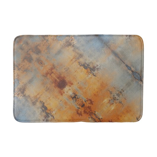 Industrieel Abstract Terra Cotta Blauw Grijs Badmat (Voorkant)