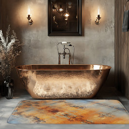 Industrieel Abstract Terra Cotta Blauw Grijs Badmat