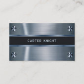 Industrieel blauw metaal geklonken visitekaartje (Voorkant)