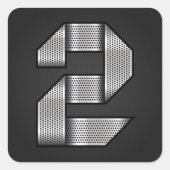 Industrieel Chrome Nummer 2 Vet Metaal Vierkante Sticker (Voorkant)
