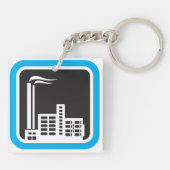 Industrieel Fabrieksicoon met Rookkanalen Sleutelhanger (Achterkant)