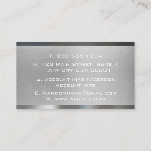 Industrieel geborsteld metaal Metaal roestvrij sta Visitekaartje (Achterkant)