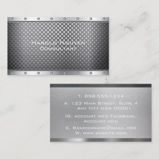 Industrieel geborsteld metaal Metaal roestvrij sta Visitekaartje (Voorkant / Achterkant)