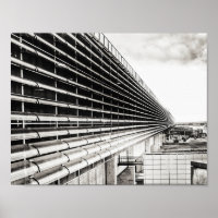 Industrieel gebouw zwart-wit A4-poster