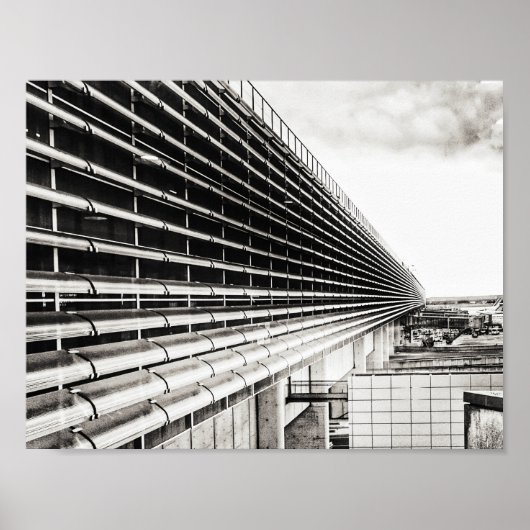 Industrieel gebouw zwart-wit A4-poster Poster (Voorkant)