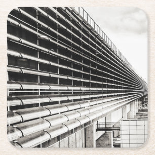Industrieel gebouw zwart-wit papier coaster kartonnen onderzetters