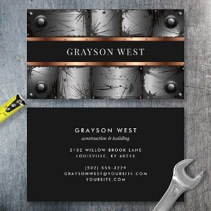 Industrieel geklonken metaal en koper visitekaartje