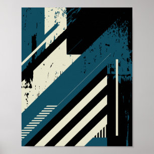 Industrieel geometrisch patroon met grunge textuur poster