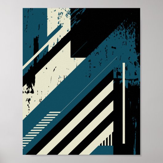 Industrieel geometrisch patroon met grunge textuur poster (Voorkant)