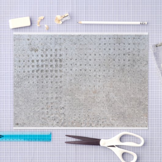 Industrieel getextureerd betonstaal, met onderdruk tissuepapier (Craft)