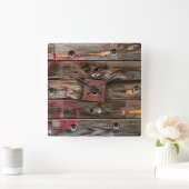 Industrieel hout Rustige Wooden Wire Spool Vierkante Klok (Huis)
