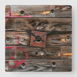 Industrieel hout Rustige Wooden Wire Spool Vierkante Klok