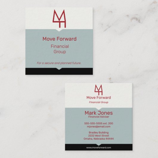 Industrieel kleurenblok vierkante visitekaartje (Voorkant / Achterkant)