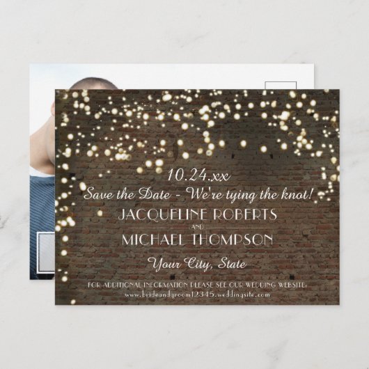 Industrieel Magazijn Urban Brick String Lights Aankondigingskaart (Voorkant / Achterkant)