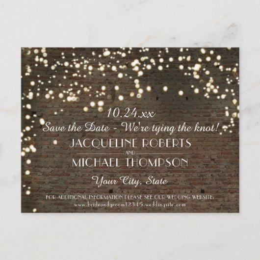 Industrieel Magazijn Urban Brick String Lights Aankondigingskaart (Voorkant)