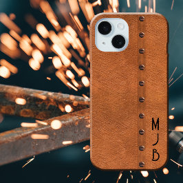  Industrieel Mannelijk Faux Koper Monogram iPhone 15 Case