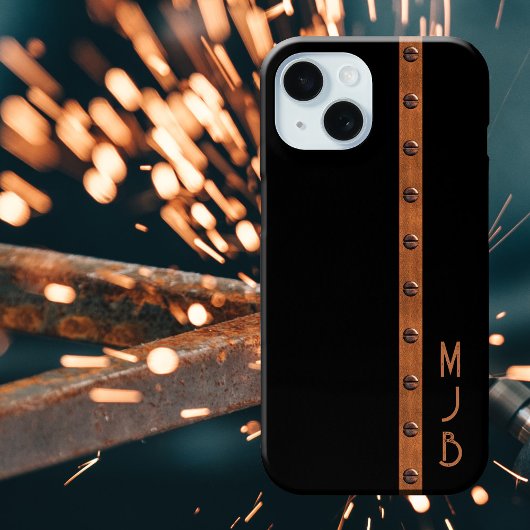 Industrieel Mannelijk Faux Koper Zwart Case-Mate iPhone Case