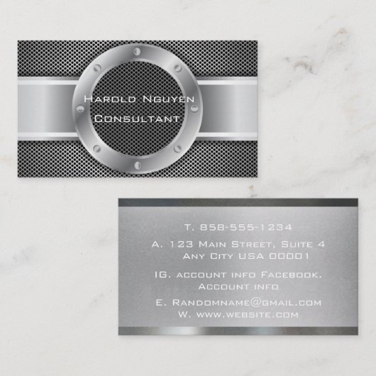 Industrieel Mesh Metallic Roestvrij Staal Visitekaartje (Voorkant / Achterkant)