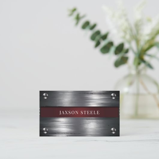 Industrieel metaal en Bourgogne accent Visitekaartje (Staand voorkant)