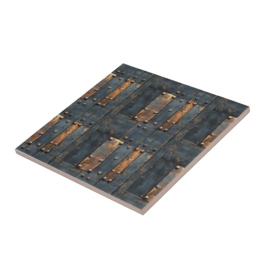 industrieel metaal-rustiek tegeltje (Zijkant)