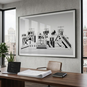 Industrieel Metallurgisch Combinatie Silhouet Post Poster