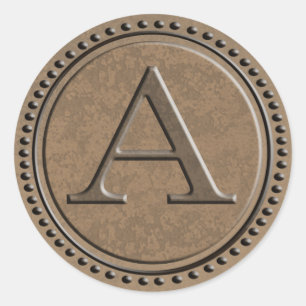 Industrieel Monogram Letter A Ronde Sticker