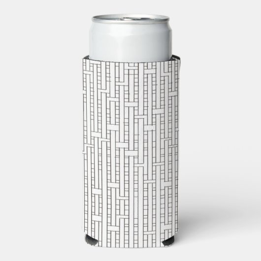 Industrieel raster-zwart en wit Modern geometrisch Seltzer Blikjeskoeler (Seltzer Voorkant)