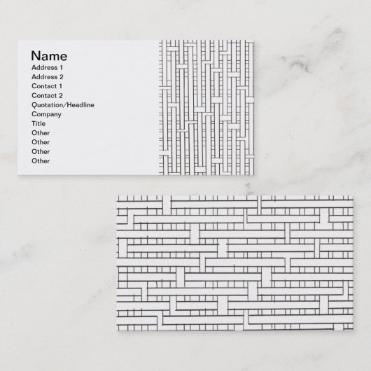 Industrieel raster-zwart en wit Modern geometrisch Visitekaartje (Voorkant / Achterkant)
