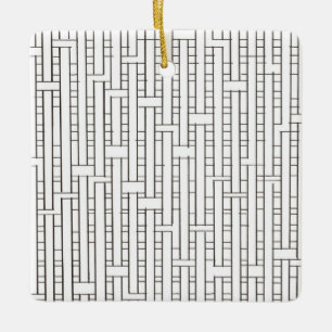 Industrieel raster-Zwart en wit modern minimalisti Keramisch Ornament