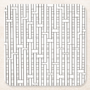 Industrieel Raster-Zwart En Wit Moderne Geometrisc Kartonnen Onderzetters