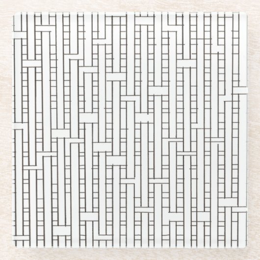 Industrieel raster-Zwart en Witte Modern minimalis Glazen Onderzetter (Voorkant)