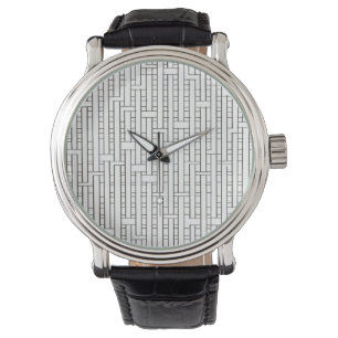 Industrieel raster-Zwart en Witte Modern minimalis Horloge
