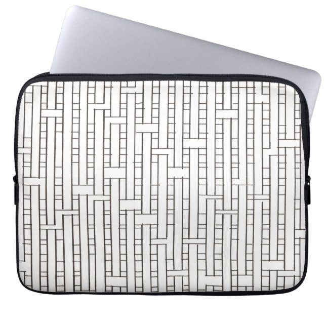 Industrieel raster-Zwart en Witte Modern minimalis Laptop Sleeve (Voorkant)