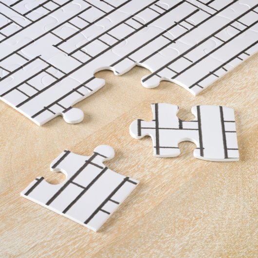 Industrieel raster-Zwart en Witte Modern minimalis Legpuzzel (Zijkant)